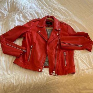 SET Red real leather jacket size 10